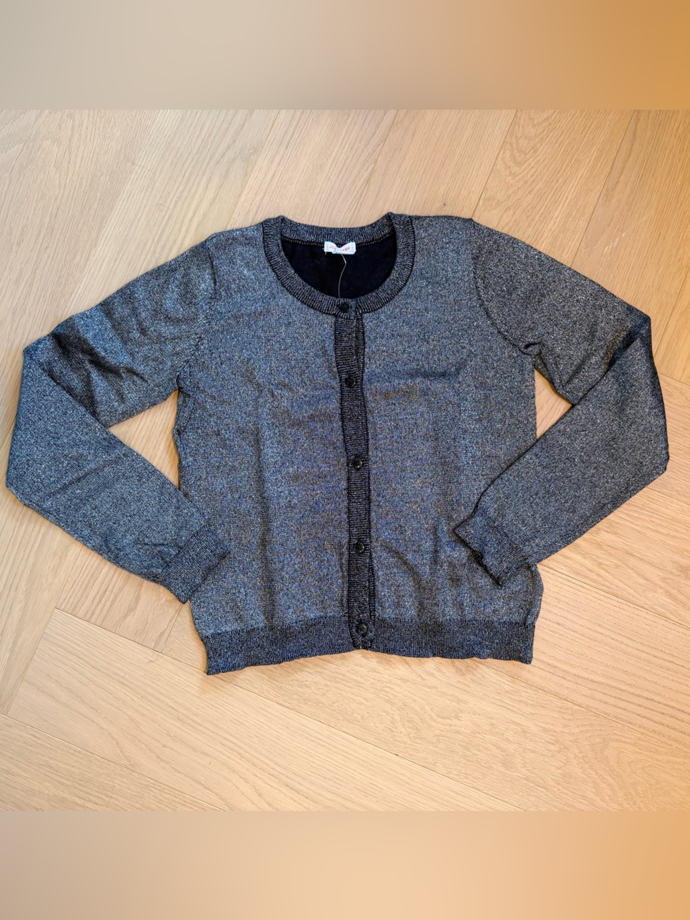 Joe Fresh Dark Gray / Silver Sparkle Button-Front Knit Cardigan